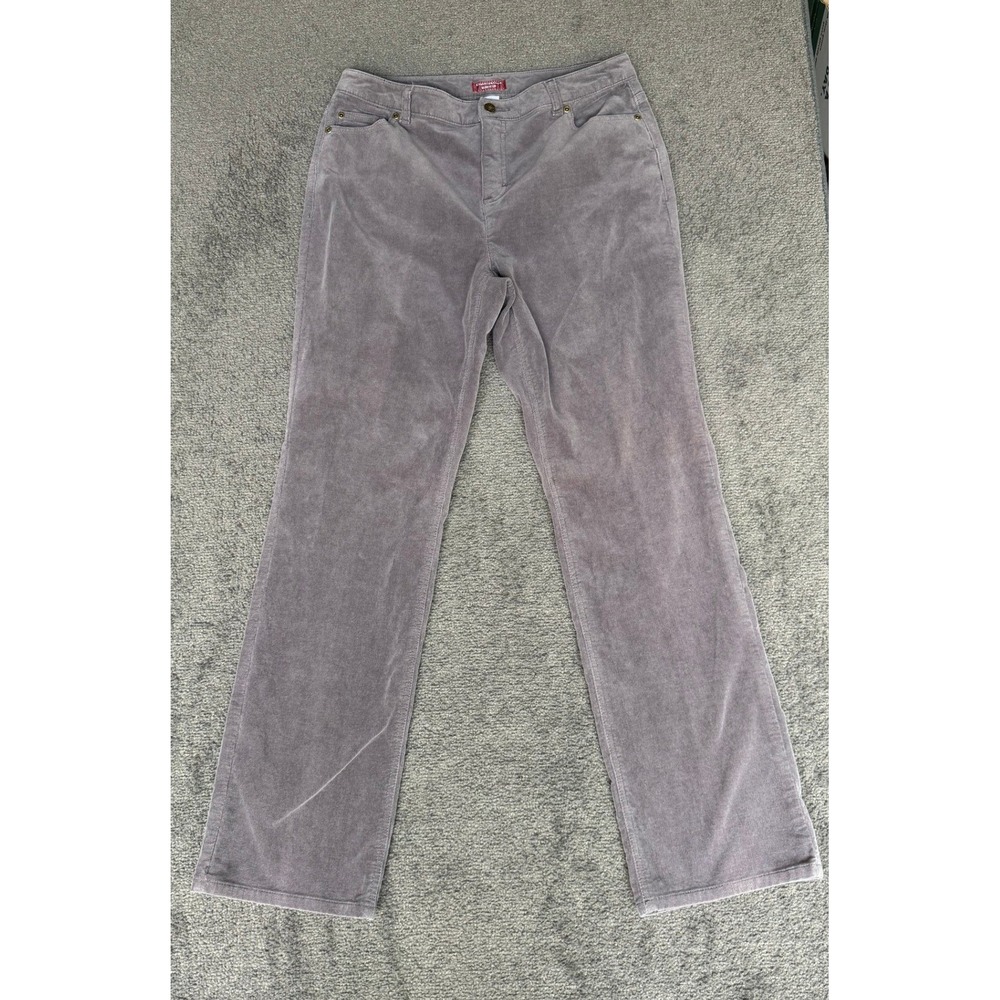 Charter Club Slim It Up Corduroy Pants Women 10 Regular Purple Grey Straight Leg